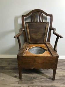 lot 298 image: Antique Solid Wood Commode Chair