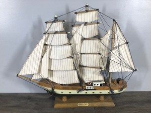 lot 302 image: Vintage Gorch Fock Wood Model Sail Ship