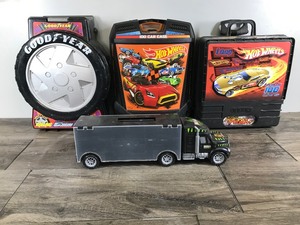 lot 364 image: 4 - Die Cast Car Cases - Hot Wheels - Good Year - Dino Super Truck