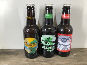 lot 386 image: 3 - Large Budweiser Bottles - 14.5 Tall