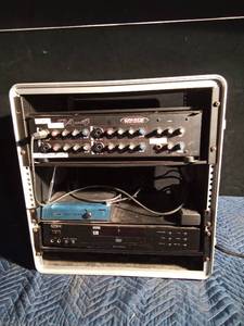 lot 58 image: PA-4 Crate Pro Audio PA systemamplifier 200 watt 4 channel, VHR Diversity receiver and a  APEX DVD player all mounted in case