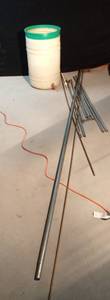 lot 88 image: Plastic barrel with spout. brass rod, copper rod, aluminum pipe and more
