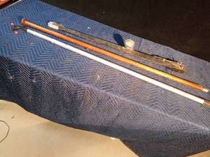 lot 102 image: Boat light, wood pole, and pole hook
