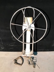lot 15 image: Edson Boat Steering Wheel Pedestal with Brass Pulleys and Cable