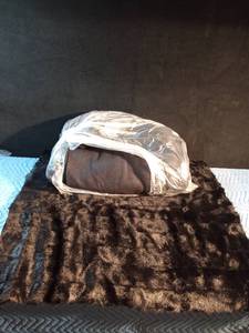 lot 236 image: 4.5 yards of smoke free black fleece and 36 x 64 of black imitation fur