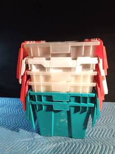 lot 225 image: 6) 15gal. Totes with interlocking lids