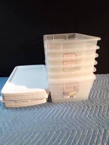 lot 218 image: 7 Sterilite totes with lids