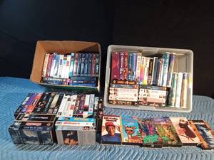 lot 182 image: 2 Boxes of VHSs and 2 DVDs