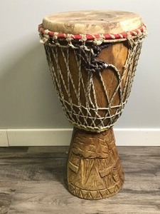 lot 24 image: Djembe Hand Carved Wooden Drum