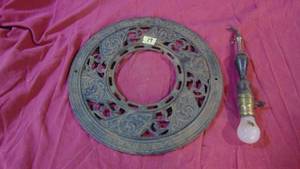lot 61A image: Cast Iron Wall Stove Cover and Vintage Light Handle