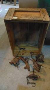 lot 128 image: Vintage Crate with Traps