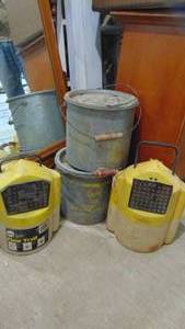 lot 13 image: 2-Metal and 2 Plastic Minnow Buckets