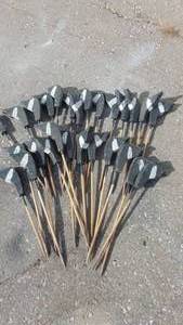 lot 61B image: 27 Folk Art Double Sided Painted Duck Heads on a Stick