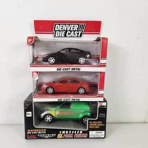 lot 17 image: Lot Of Two Denver Die-Cast Metal Cars And Motorized Die-Cast Metal Car Panel Cruiser 132