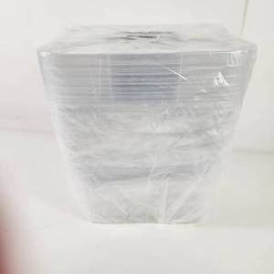lot 37 image: Lot Of Six New 6 Quart Clear Storage With Latch Box Bins Black Handle