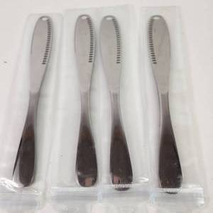 lot 38 image: Lot Of Four New Stainless Steel Butter Spreader, Butter Knife With Holes
