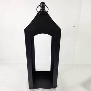 lot 49 image: New Black Metal Contemporary Candle Lantern 21.5 Tall