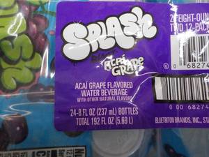 lot 62 image: 24pack Splash Acai Grape Flavored W...
