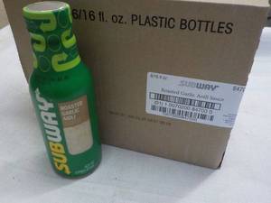 lot 103 image: 6 ct 16oz Subway Roasted Garlic Aio...