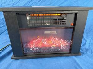 lot 107 image: LifeSmart 1000-Watt Tabletop Infrared Fireplace Space Heater with Flame Effect, Black