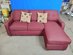 lot 99 image: ACME Cleavon II Reversible Sectional Sofa with Pillows - Red