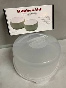 lot 122 image: Cake Container and Ramekins