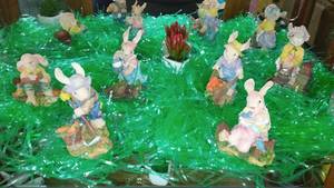 lot 53 image: Gardening Rabbit Easter Figurines (6)