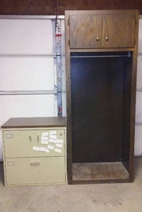 lot 459 image: Wood Cabinet and 2 Drawer Filing Cabinet.