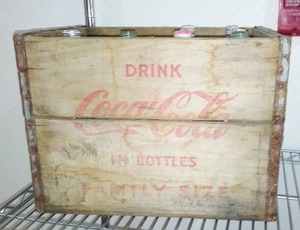 lot 768 image: Vintage Coca-Cola  Wood Advertising Crate Carrier With Bottles Stamped Chattanooga 1963.