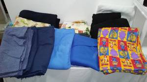 lot 865 image: Flannel, Fleece, Rib Knit, Fabric Remnants in Covered Tote.