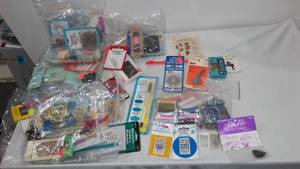 lot 872 image: Sewing Needles Safety Pins Fabric Pen Floral Wire and More.