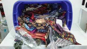 lot 877 image: Ties (Dozens) in Sterilite 73 qt Covered tote.