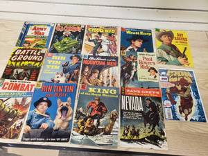 lot 26 image: Lot of Iron Man, Army of War, Battle Ground, Rin Tin Tin, Cisco Kid, Wyatt Earp. Roy Rogers and more Comic Books