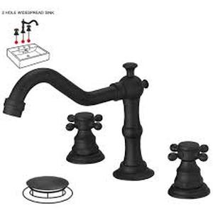 lot 33 image: BWE 8 in. Widespread 2-Handle 3-Hole Bathroom Faucet with Drain Kit and cUPC Water Supply Lines in Matte Black    Customer Returns See Pictures