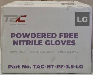 lot 37 image: GLOBAL SOLUTIONS TAC BRAND- POWDER Free Nitrile Gloves (10 Boxes) SIZE LG