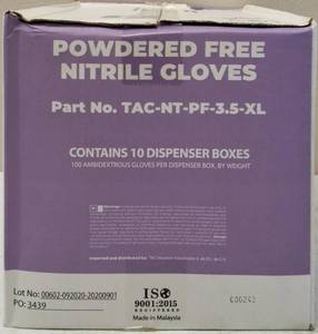 lot 38 image: GLOBAL SOLUTIONS TAC BRAND- POWDER - Free Nitrile Gloves (10 Boxes) SIZE XL