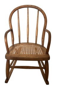 lot 30 image: Vintage Childrens Caned Seat Rocking Chair