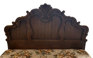 lot 10 image: Vintage Carved Wooden Queen Headboard