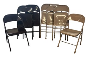 lot 89 image: Seven Vintage Metal Folding Chairs