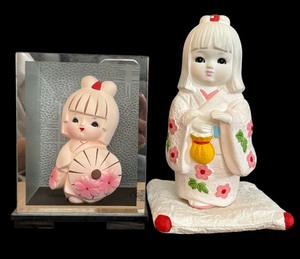 lot 69 image: Two Japanese Traditional Hanakko Flower Sakura Dolls