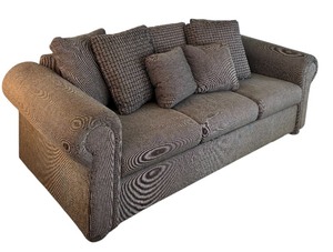 Neutral Colored Upholstered Sofa with 5 Large Pillows, 2 Small Pillows / Sofa Sleeper