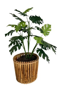 lot 43 image: Large Faux Plant in Bamboo Basket