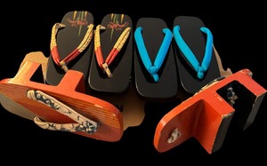 lot 136 image: Vintage Wooden Platform Japanese Samurai Sandals