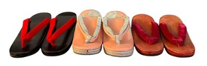 lot 132 image: Three Vintage Pairs Japanese Traditional Clogs  Slippers