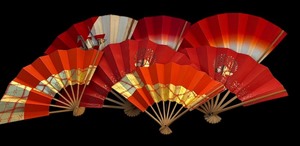lot 222A image: Beautiful Red Japanese Maiogi Fans from Japan