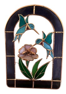 lot 203 image: Stained Glass Hummingbird Motif Decor