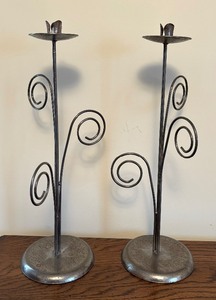 lot 214 image: Pair of Sensational Scrolled Candle Holders