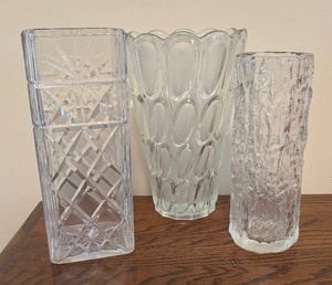 lot 244 image: Three Crystal and Clear Glass Vases
