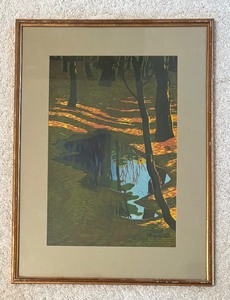 lot 246 image: Vintage Framed Woodblock Print by Shiro Kasamatsu