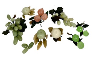 lot 188 image: Mid 20th Century Asian Carved Fruit Including Jade Grape ClusterBunch